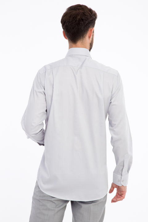 Light Grey Long Sleeve Non-Iron Satin Classic Shirt