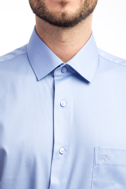 Blue Long Sleeve Non-Iron Classic Satin Shirt