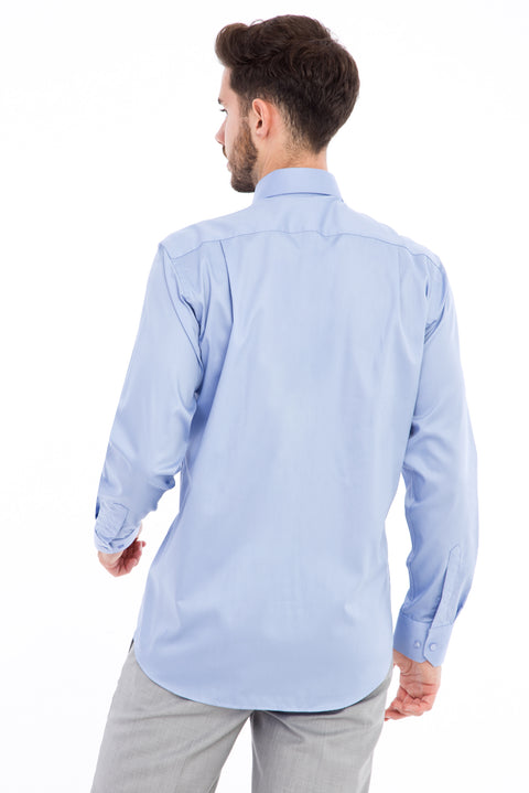 Blue Long Sleeve Non-Iron Classic Satin Shirt