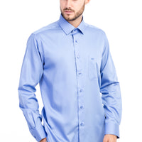 Blue Long Sleeve Non-Iron Classic Satin Shirt
