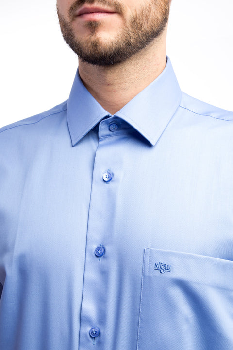 Blue Long Sleeve Non-Iron Classic Satin Shirt