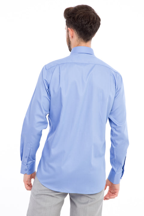 Blue Long Sleeve Non-Iron Classic Satin Shirt