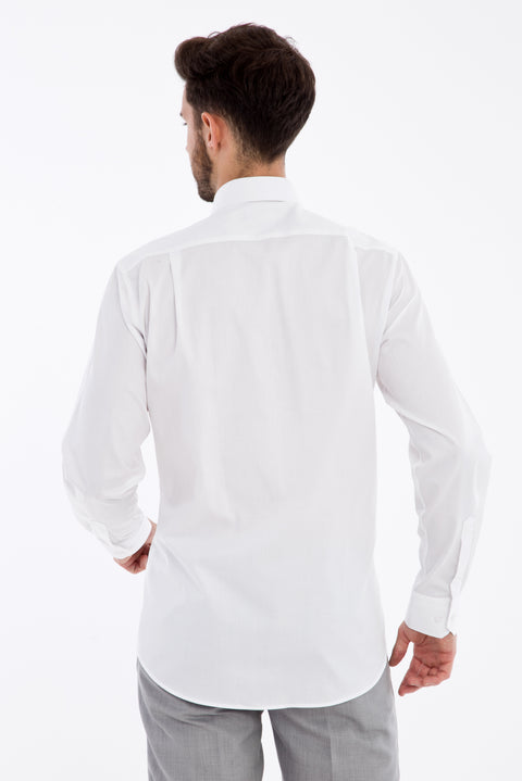 White Long Sleeve Non-Iron Satin Classic Shirt