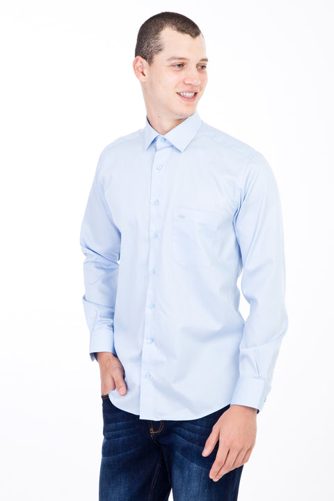 Light Blue Long Sleeve Non-Iron Satin Classic Shirt