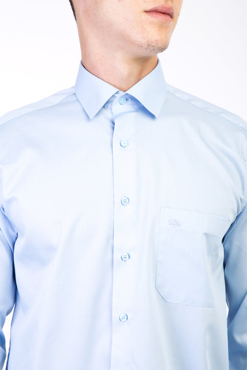 Light Blue Long Sleeve Non-Iron Satin Classic Shirt