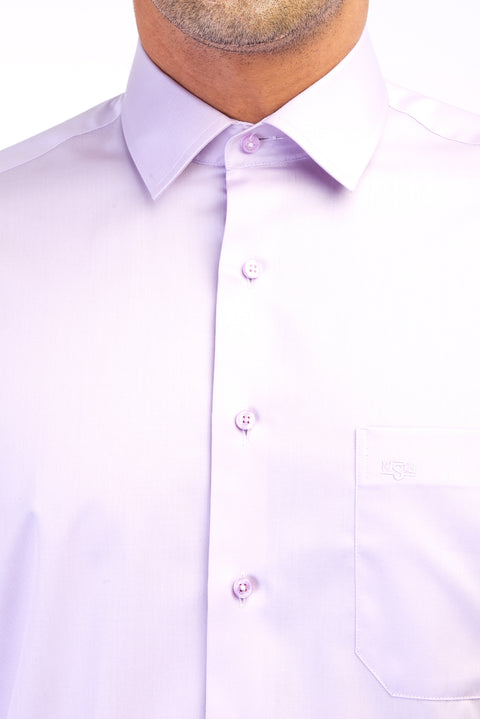 Lilac Long Sleeve Non-Iron Satin Classic Shirt