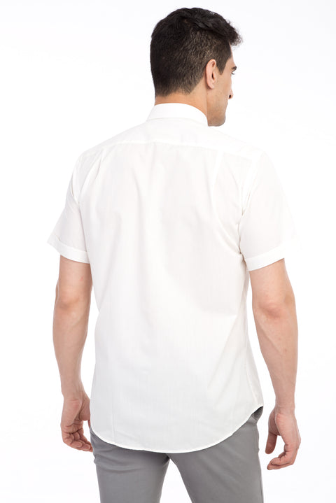Krem Regular Fit Kısa Kol Gömlek