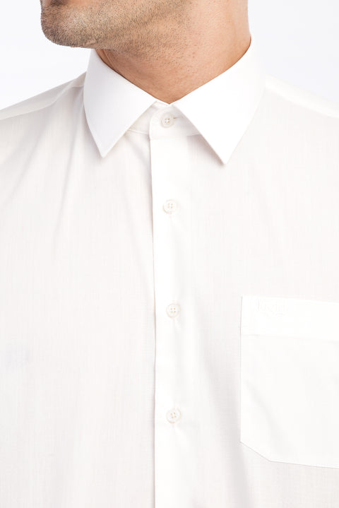 Krem Regular Fit Kısa Kol Gömlek