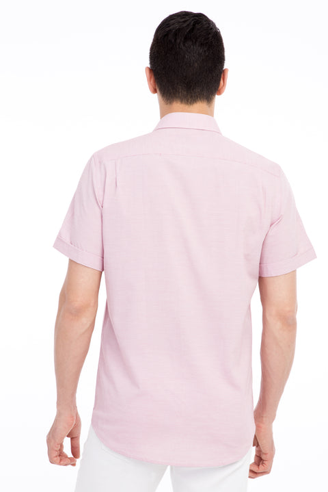Red Short-Sleeved Patterned Classic Shirt