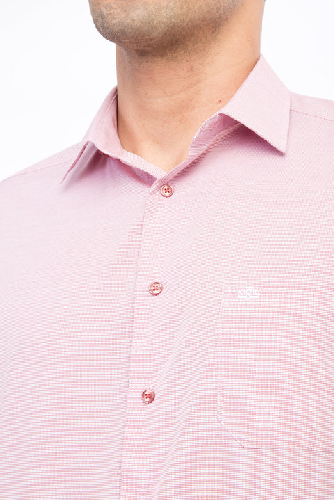 Red Short-Sleeved Patterned Classic Shirt