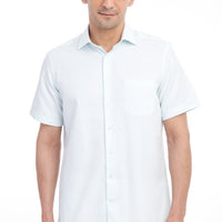 White Short-Sleeve Regular Fit Patterned Shirt