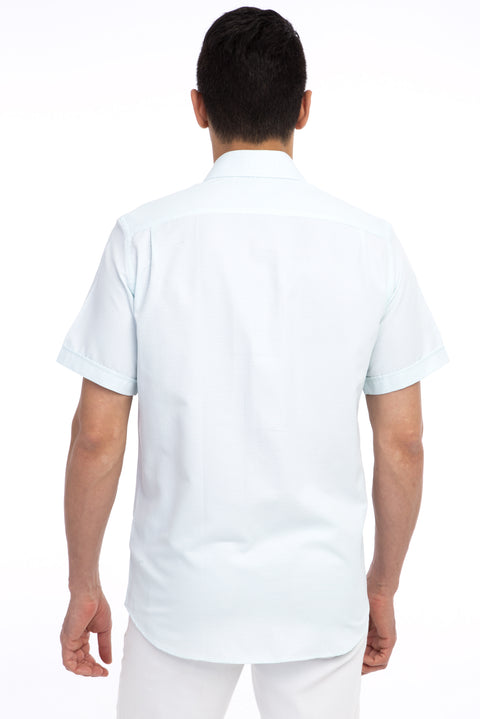 White Short-Sleeve Regular Fit Patterned Shirt