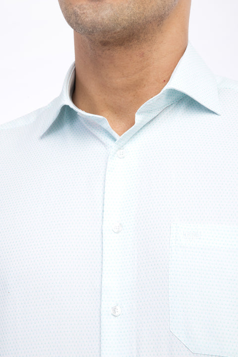 White Short-Sleeve Regular Fit Patterned Shirt