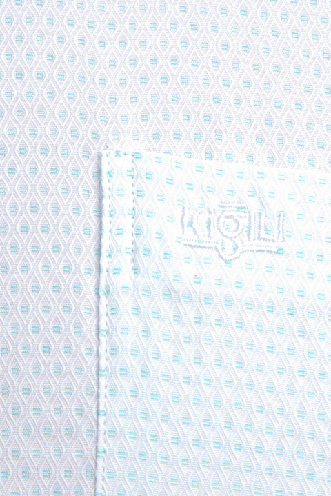 White Short-Sleeve Regular Fit Patterned Shirt
