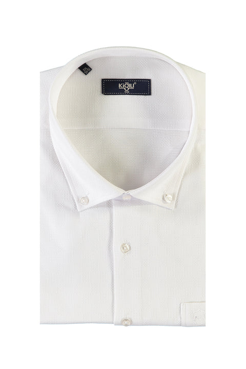 White Plus Size Short Sleeve Sport Cotton Shirt