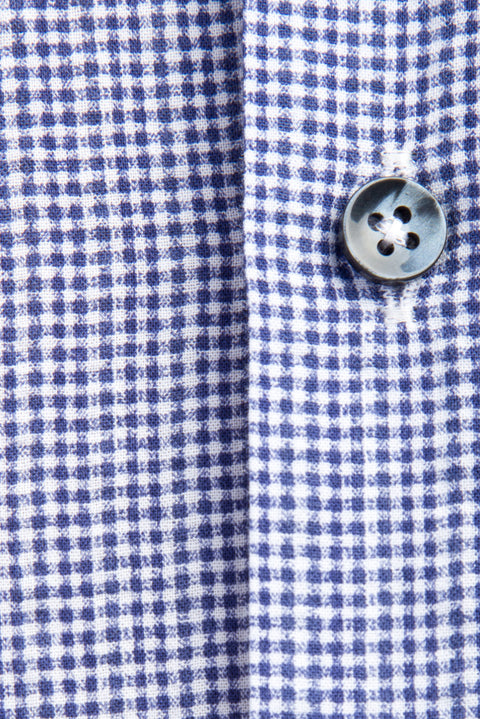 Dark Blue Short Sleeve Regular Fit Patterned Cotton Shirt