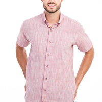 Red Short-Sleeve Regular Fit Sport Cotton Shirt