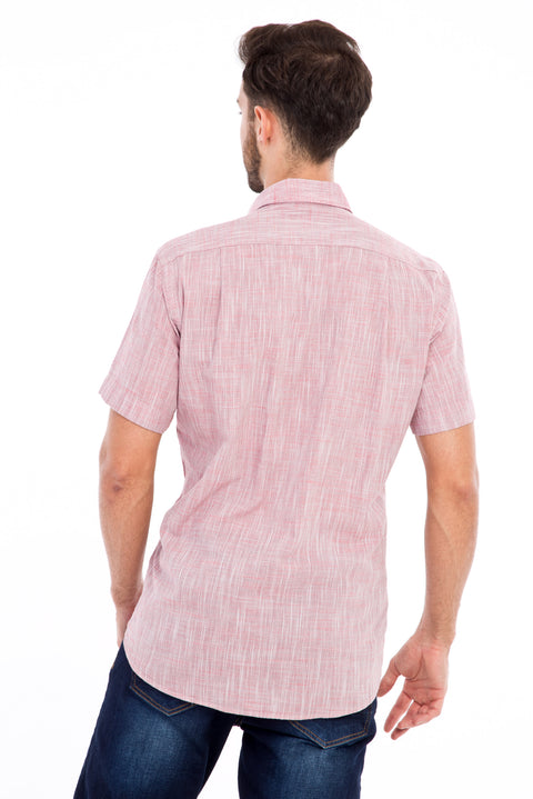 Red Short-Sleeve Regular Fit Sport Cotton Shirt