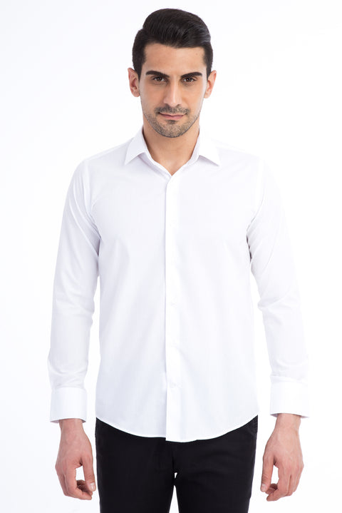 White Long Sleeve Slim Fit Narrow Cut Shirt
