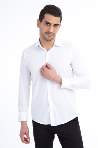  Beyaz Uzun Kol Slim Fit Dar Kesim Gömlek