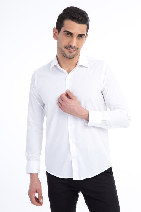 White Long Sleeve Slim Fit Narrow Cut Shirt
