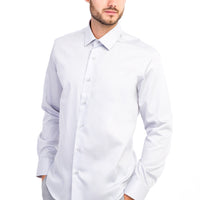 Light Grey Long Sleeve Non-Iron Satin Slim Fit Shirt