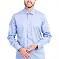 Mavi Uzun Kol Non Iron Slim Fit Dar Kesim Saten Gömlek