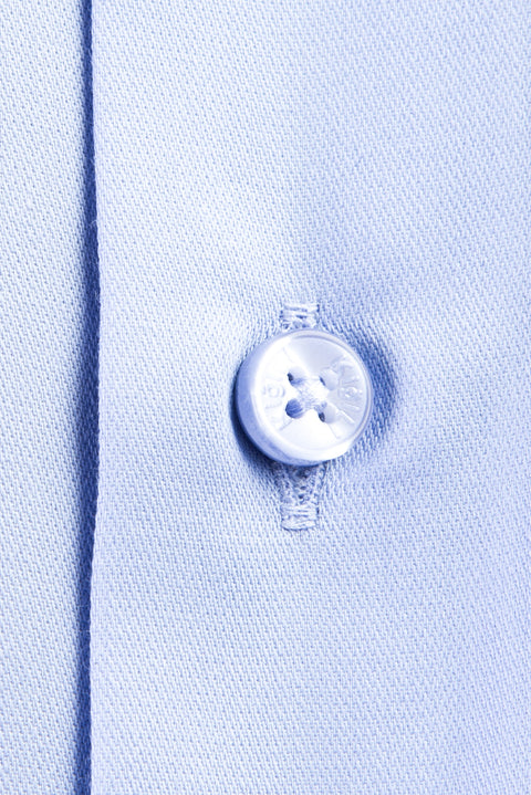 Mavi Uzun Kol Non Iron Slim Fit Dar Kesim Saten Gömlek