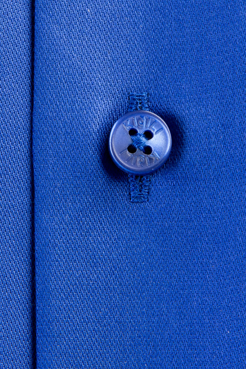 Blue Long Sleeve Slim Fit Narrow Cut Non-Iron Satin Shirt