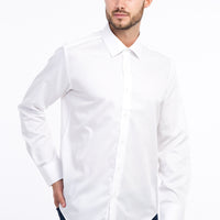 White Long Sleeve Non-Iron Satin Slim Fit Shirt