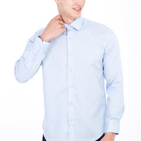 Light Blue Long Sleeve Non-Iron Satin Slim Fit Shirt