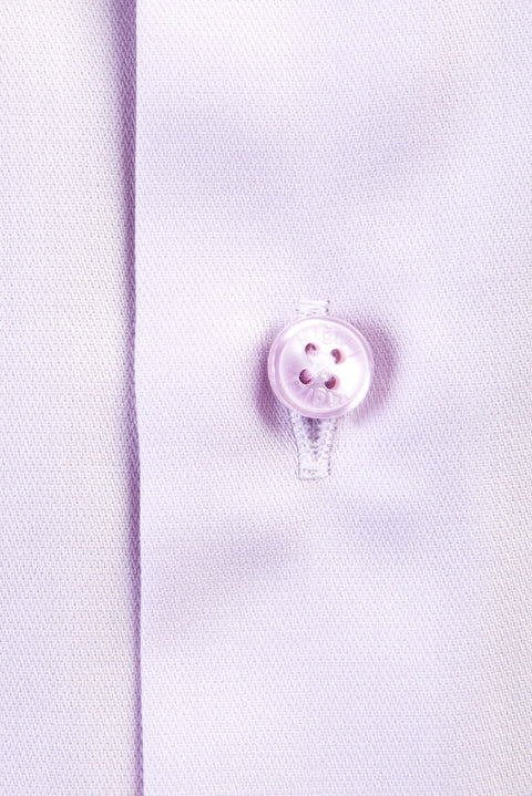 Lila Uzun Kol Slim Fit Dar Kesim Non Iron Saten Gömlek