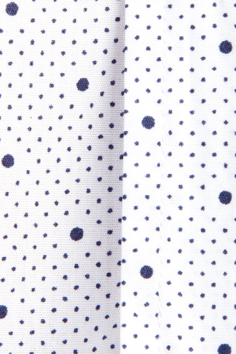 White Short Sleeve Slim Fit Patterned Cotton Shirt
