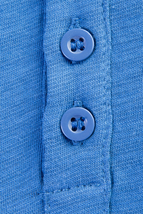 Blue Regular Fit Button-Down Cotton T-Shirt
