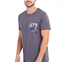 Anthracite Crew Neck Slim Fit Printed Cotton T-shirt
