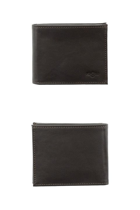 Dark Brown Plain 3-Piece Belt, Wallet & Card Holder Set in Gift Box