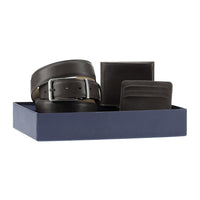 Coffee Patterned 3-Piece Belt, Wallet & Card Holder Set in Gift Box