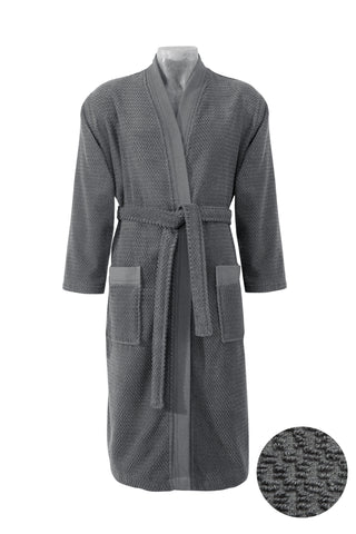  Antrasit Kimono Yaka Antrasit Jakarlı Pamuk Bornoz