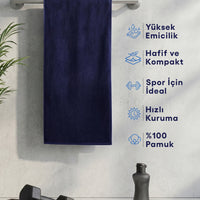 Navy Blue Cotton Sports Towel (30x100 cm)