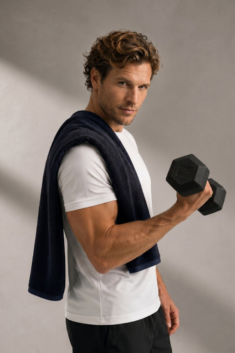 Navy Blue Cotton Sports Towel (30x100 cm)