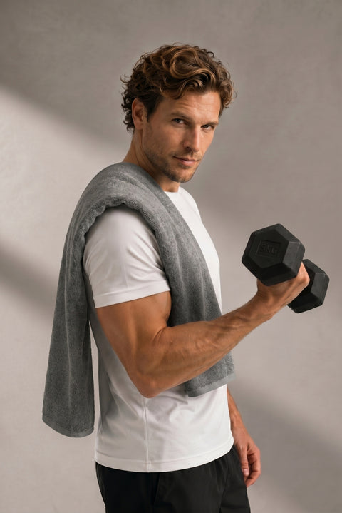 Anthracite Cotton Sports Towel (30x100 cm)