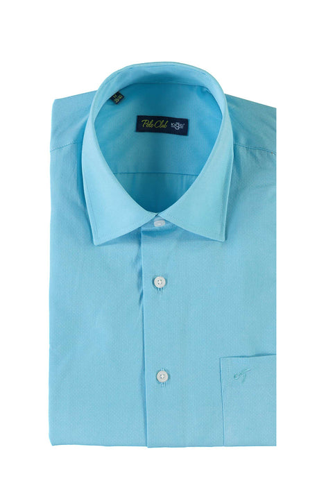 Turquoise Short-Sleeve Regular Fit Patterned Shirt