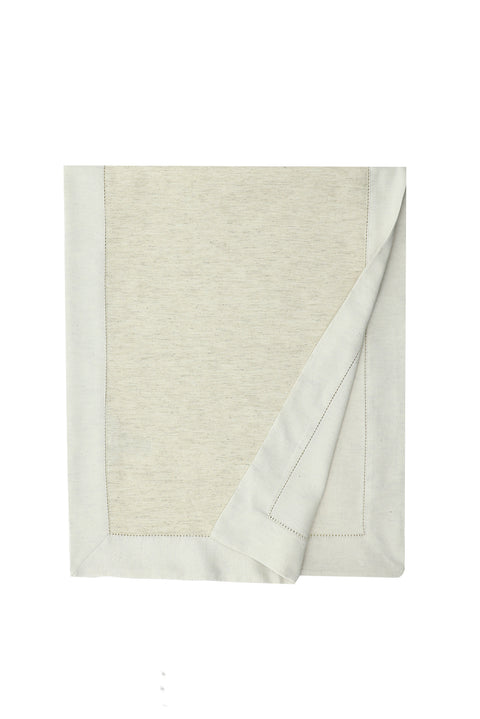 Medium Beige Openwork Linen Blend Runner Tablecloth / Table Setting