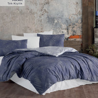 Medium Navy Single Ranforce Hacket Cotton Duvet Cover Set