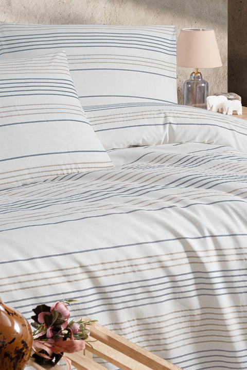 Off-white Double Eva Striped Cotton Duvet Cover Set