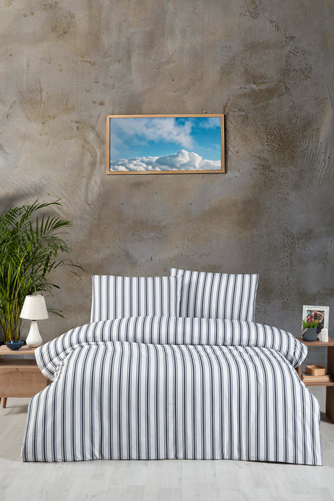 Hera Cotton Duvet Cover Set in Off-White Double Size