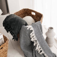 Medium Anthracite Stone Washed Waffle Cotton Bedspread / Multipurpose Summer Cover / Seasonal Quilt