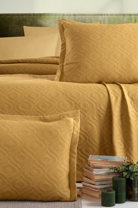 Saffron Double Cotton Bedspread Set - 2 Pillowcases Included (200*225 cm)