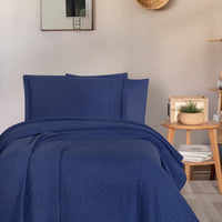 Indigo Single Cotton Bedspread Set - Includes 1 Pillowcase (160*220 cm)