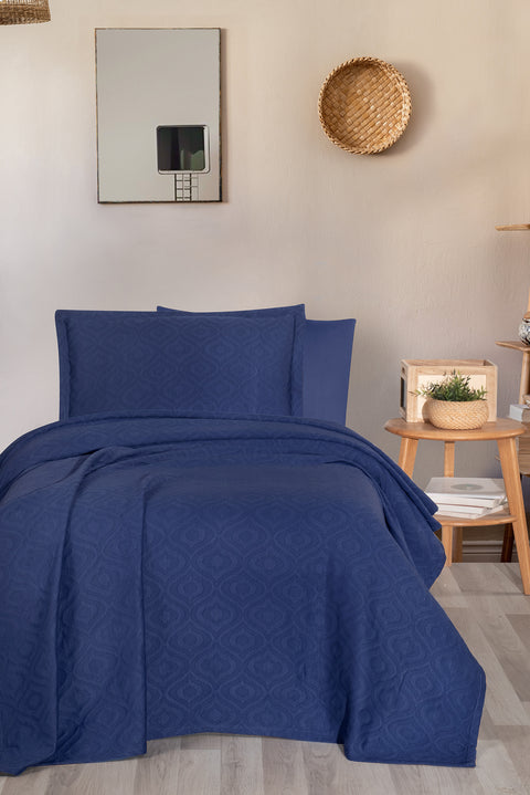 Indigo Single Cotton Bedspread Set - Includes 1 Pillowcase (160*220 cm)